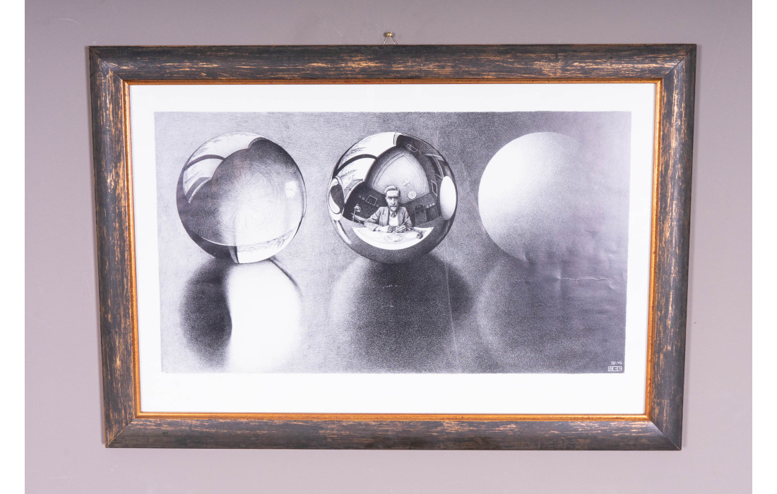 Print "Escher Maurits Cornelis" with Black-Gold Frame