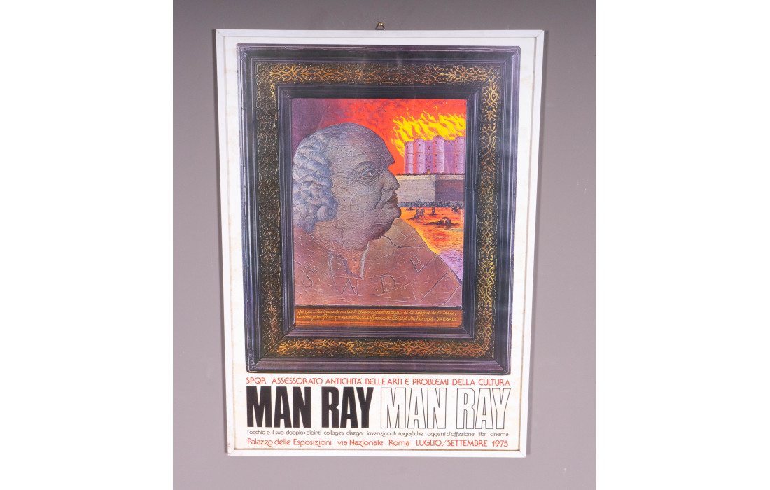 Man Ray Print with Aged White Frame