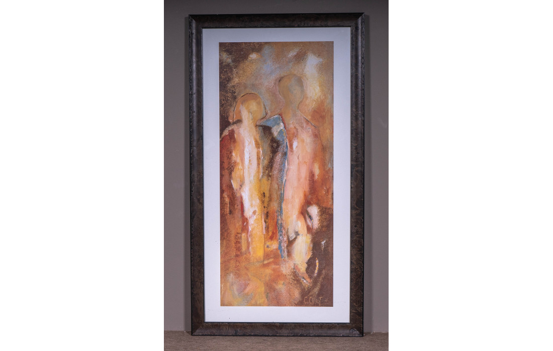 Print by Corry Olthof with Black Burlwood Frame – Warm and Abstract Elegance