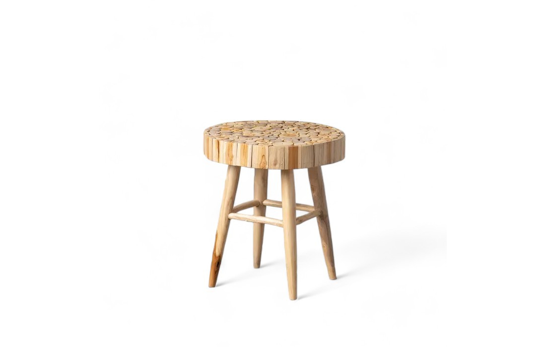 Mesa de madera de teca natural – Diseño único y artesanal