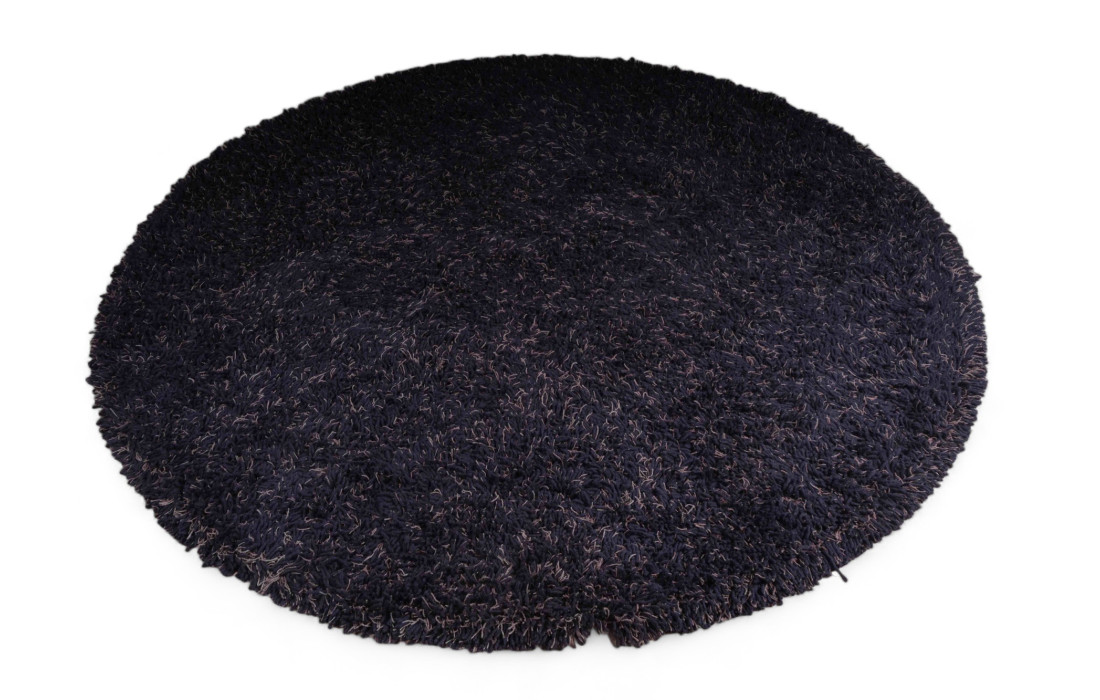 Tapis Circulaire Sitap-Dover en Fibre Acrylique 100%, Bleu-Noir Mouchété Beige - Diamètre 240 cm