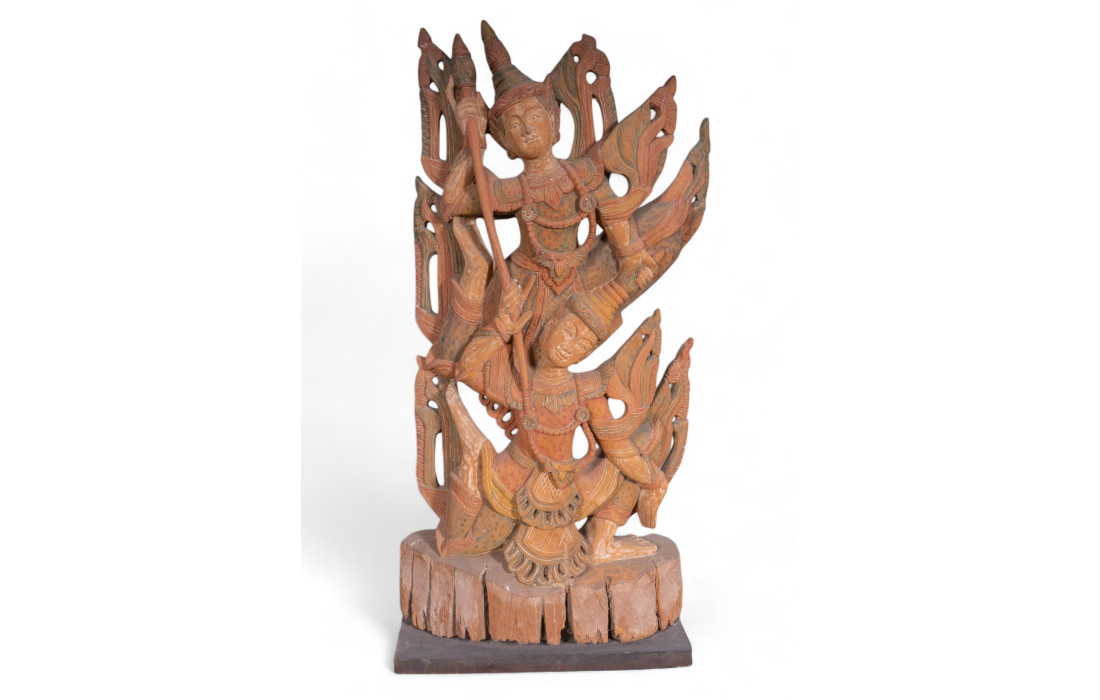 Oriental sculpture in solid wood