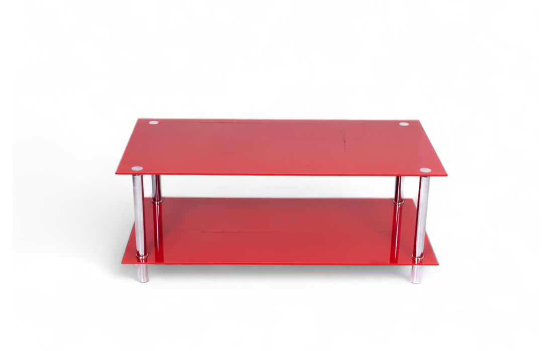 Table basse en verre rouge