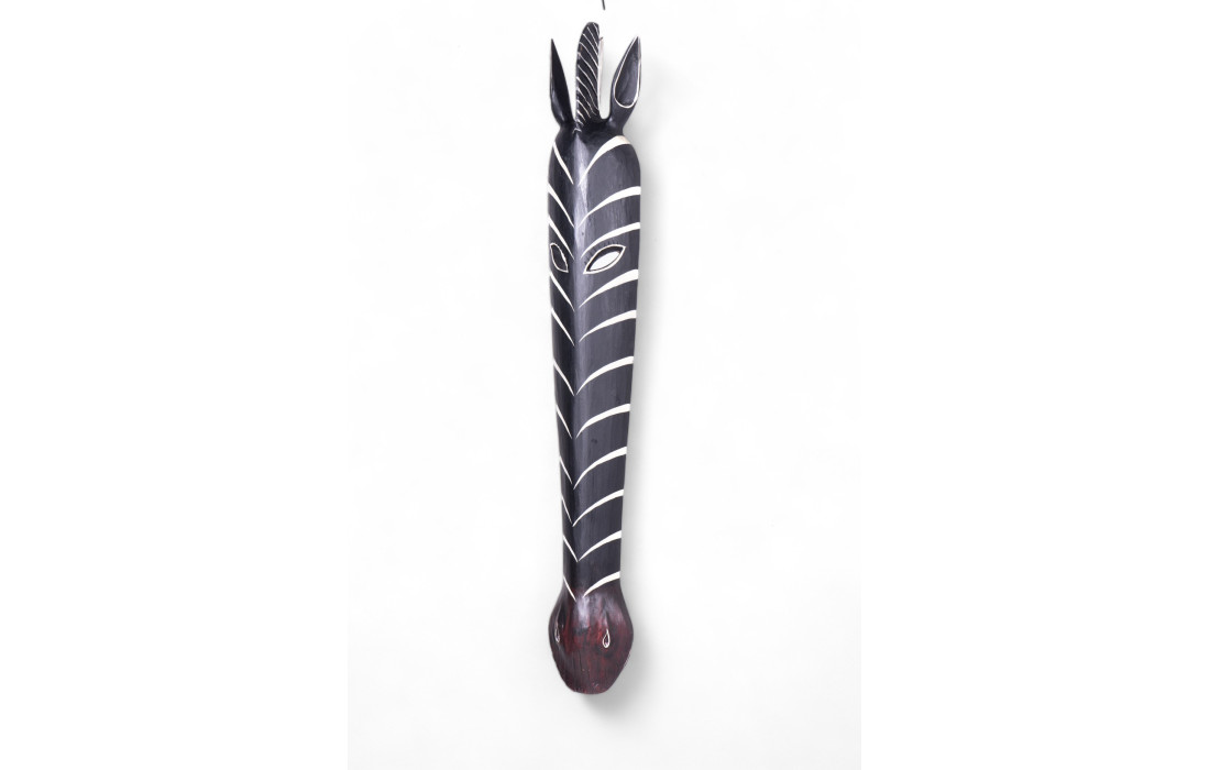 Handcrafted African Wooden Mask - Zebra Representation