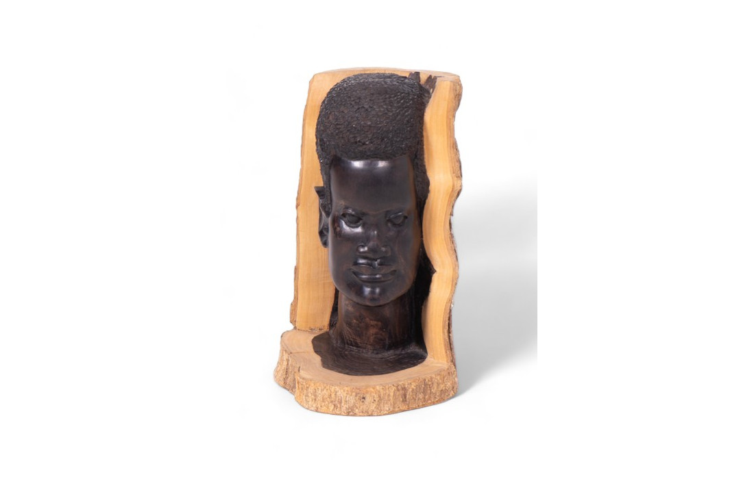 Sculpture, African head carved in wood