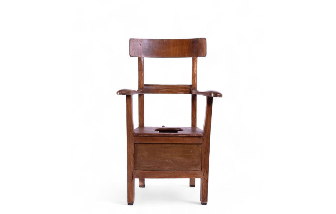 Toilet Chair in Wood, Late 19th Century – Period Elegance and Functionality