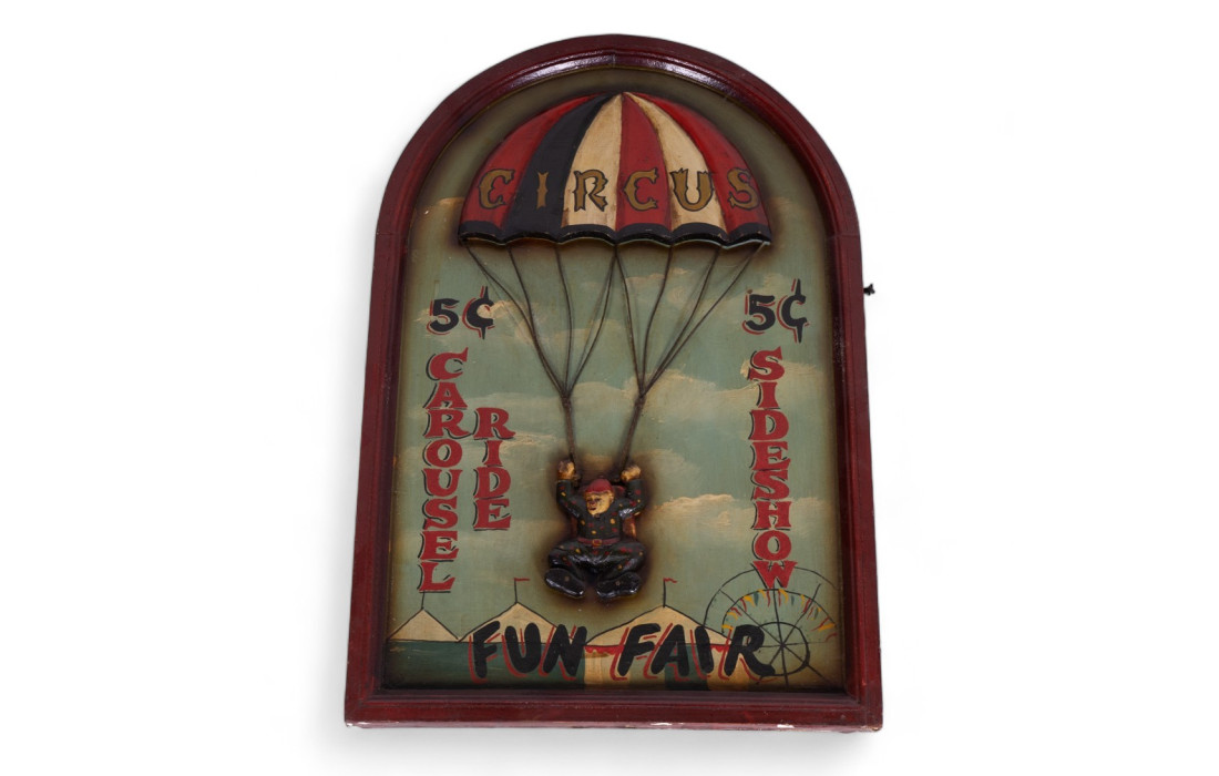 Werbeschild „Circus Fun Fair Sideshow 5c“