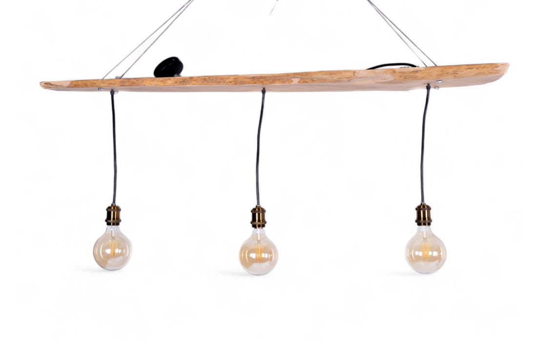 Industrial Style Wooden Chandelier with Hanging Lamp Holders