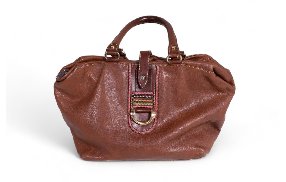 Francesco Biasia Brown Leather Bag with Braided Details