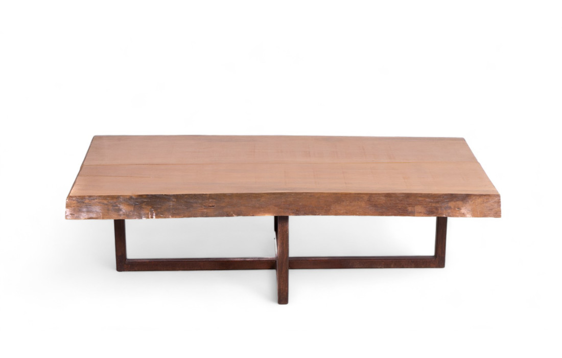 Table Basse en Bois Massif Riva 1920 avec Pieds en Fer - Style Naturel et Industriel