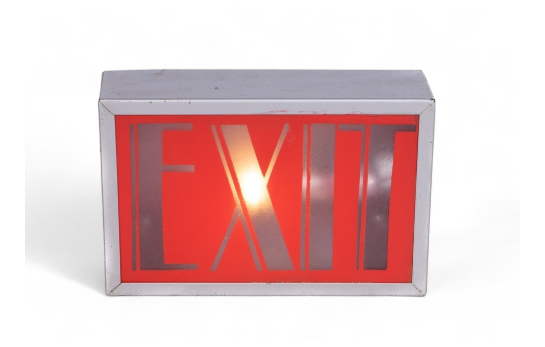 Enseigne Lumineuse "EXIT" Vintage des Années 70 en Aluminium et Plastique - Design Industriel Rétro