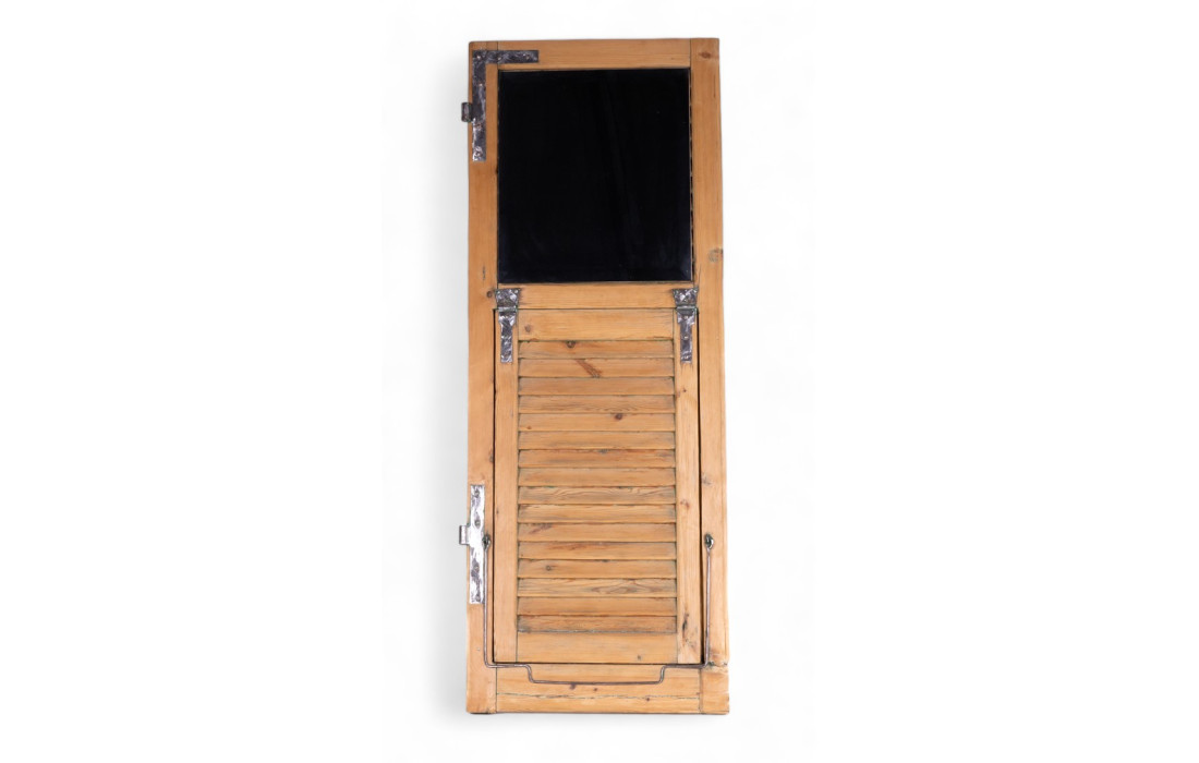 Wooden Shutter with Integrated Mirror - Unique Decorative Piece