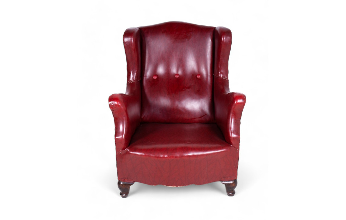 Burgundy leather armchair