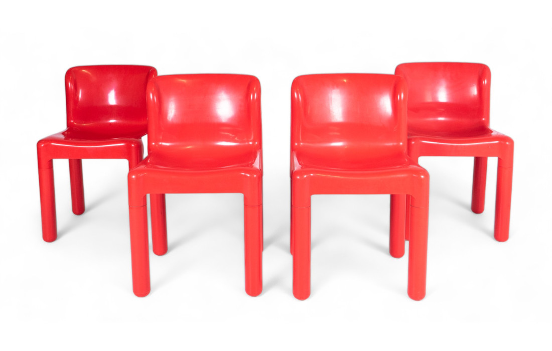 Chaises du milieu du siècle nr. 4875 moderne, Carlo Bartoli pour Kartell, 1970, lot de 4