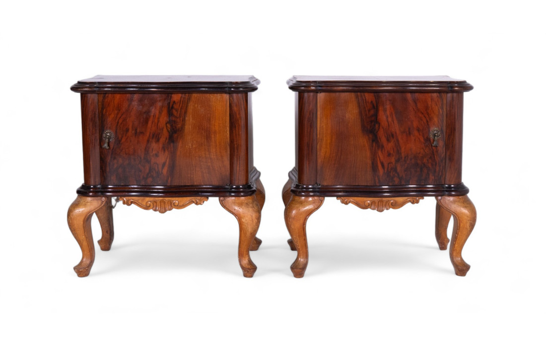 Elegant Pair of Antique Wooden Nightstands